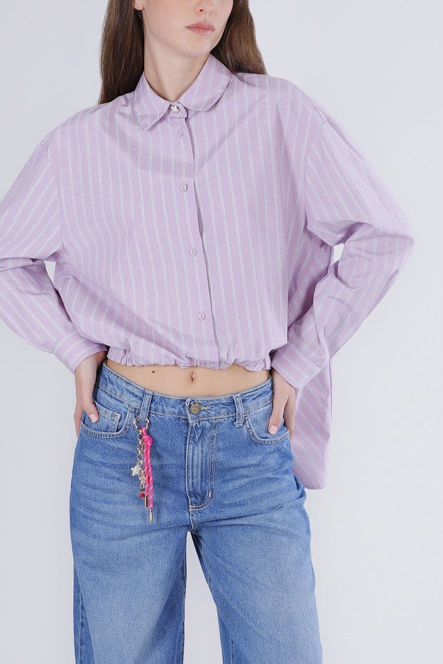 CAMICIA  RIGATA ASIMMETRICA CON CULISSEAL FONDO - 3