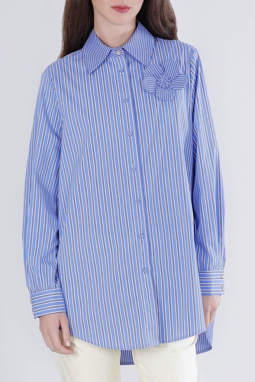 CAMICIA  RIGATA CON FIORE APPLICATO - 3