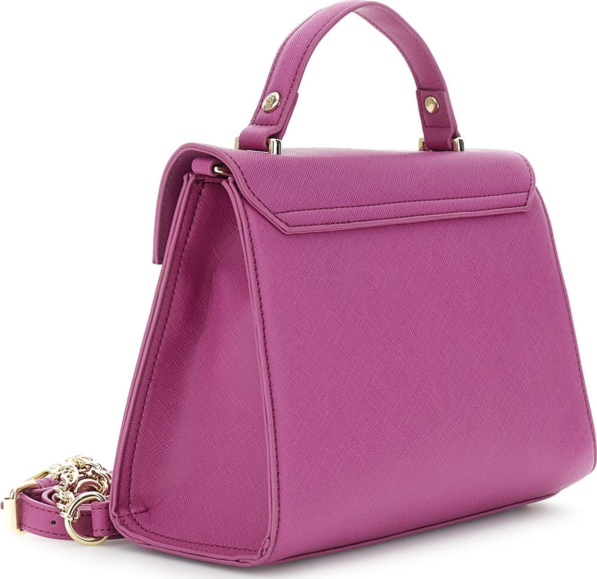 BORSA A MANO CON PATTINA IN SAFFIANO CON LOGO OVALE  SMALTATO IN TONO - 8