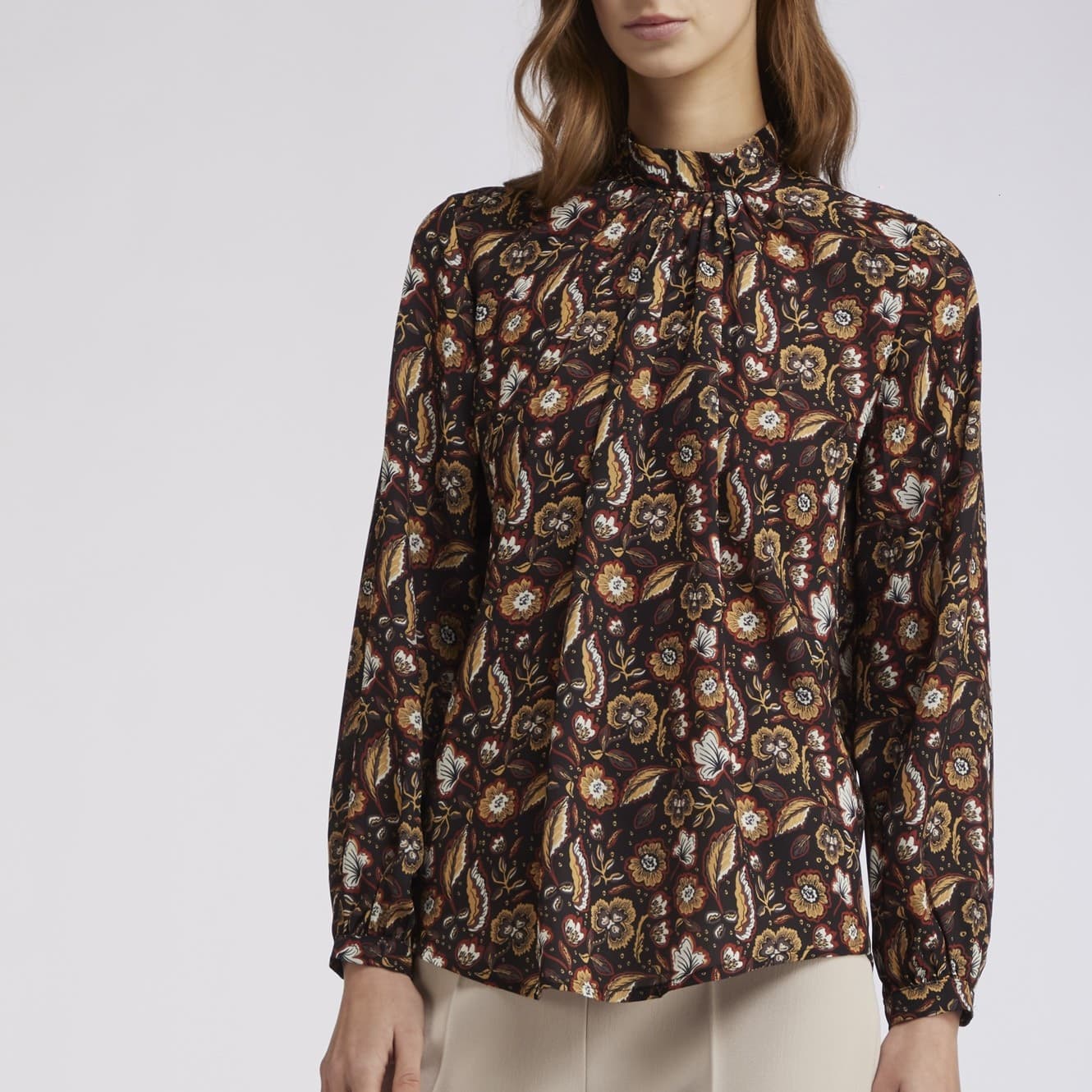 BLUSA CON COLLO ARRICCIATO GEORGETTE STAMPATA - 3