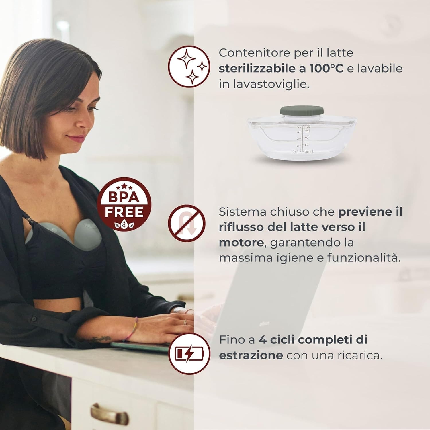 Nuvita - Tiralatte Elettrico Indossabile Materno Flow - 9