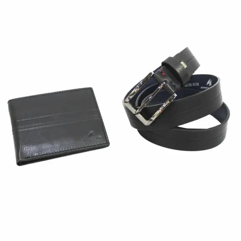 IDK994 Set uomo cintura e portafoglio Armata di Mare Nero 0000000226 - 5