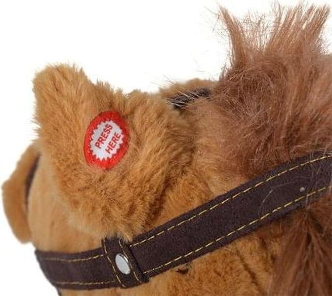 Moni - Cavallo a dondolo di peluche con ruote Thunder khaki - 3