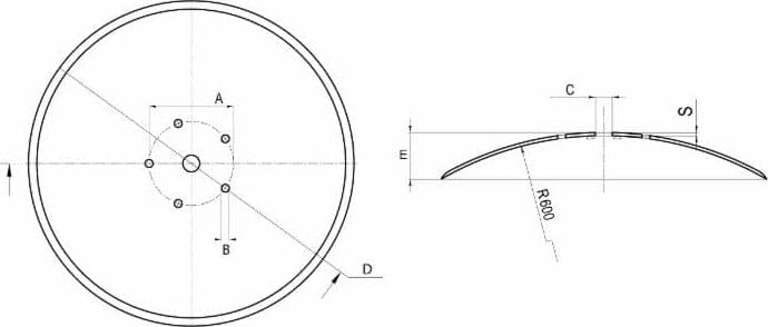Disco frangizolle per aratro con ø 710mm spessore 6mm e foro centrale di 26mm - 2