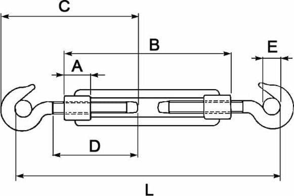 Tenditore Acciaio 2 Ganci Ø 1/2" L min 327mm confezione da 5 pezzi - 2