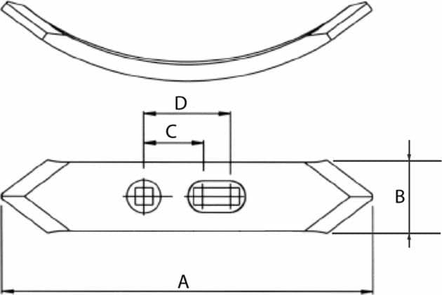 Vomere Ama reversibile con dimensioni di 58x8x230mm e interasse da 42-48mm - 2