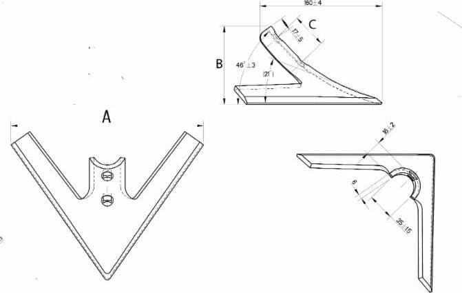 Vomere a lancia 150x6/45 per molla flex - 2