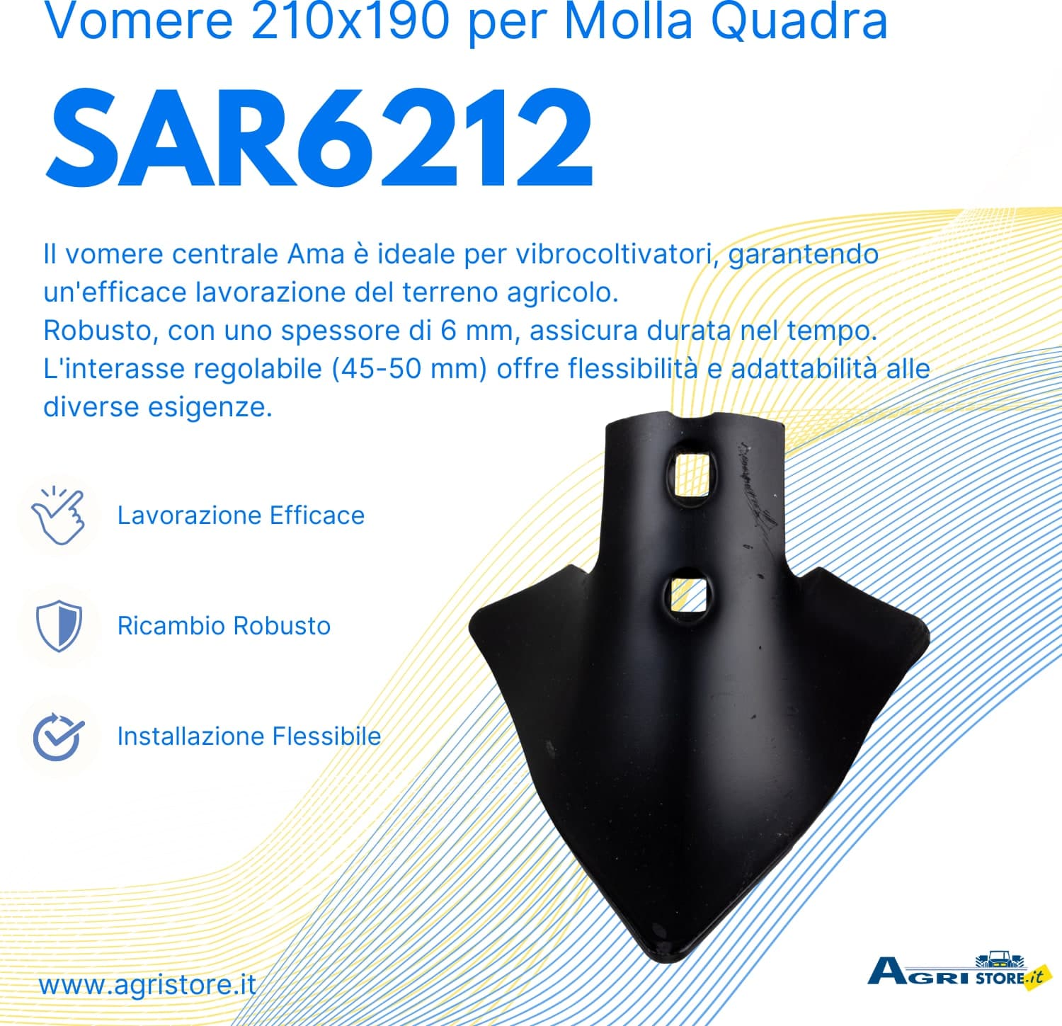 Vomere 210x190 centrale per molla quadra confezione da 5 pezzi - 6