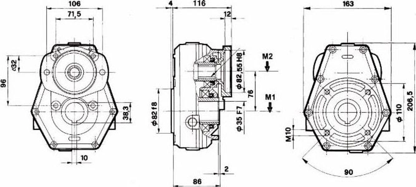 Riduttore gruppo 2 rapporto 2:1 per motori orbitali albero ø25mm - 2