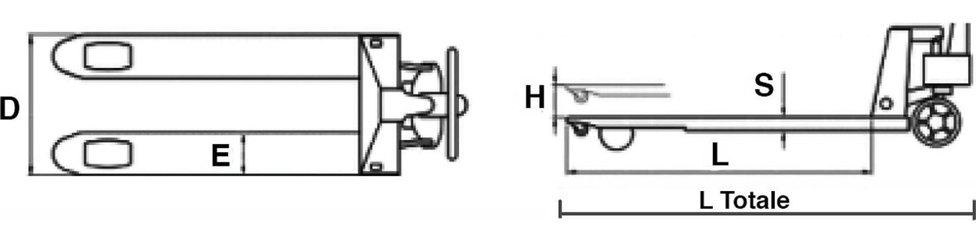 Transpallet manuale portata di 2,5 tonnellate,lunghezza 800mm e larghezza 540mm - 2