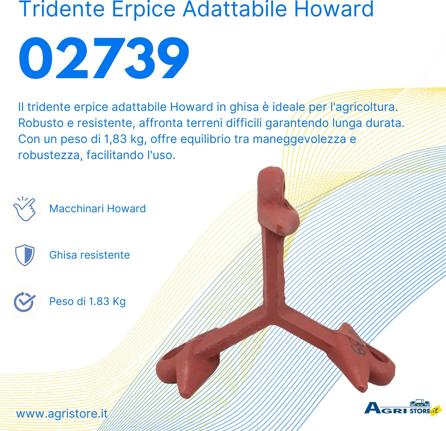 Tridente erpice adattabile Howard in ghisa confezione da 2 pezzi - 6