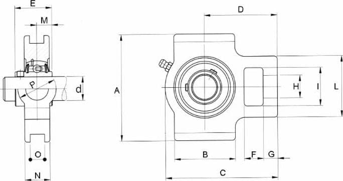 Supporto scorrevole autoallineante UCT 206 con cuscinetto Ø 30mm - 2