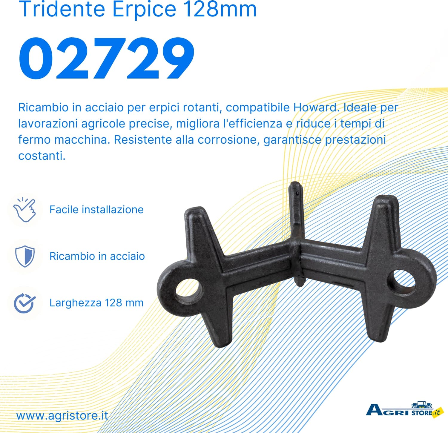Tridente per erpice larghezza 128mm confezione da 5 pezzi - 6