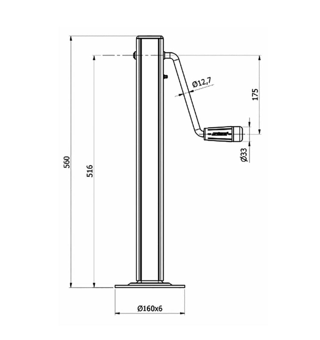 Servotimone con manovella laterale Simol 60x560mm - 2