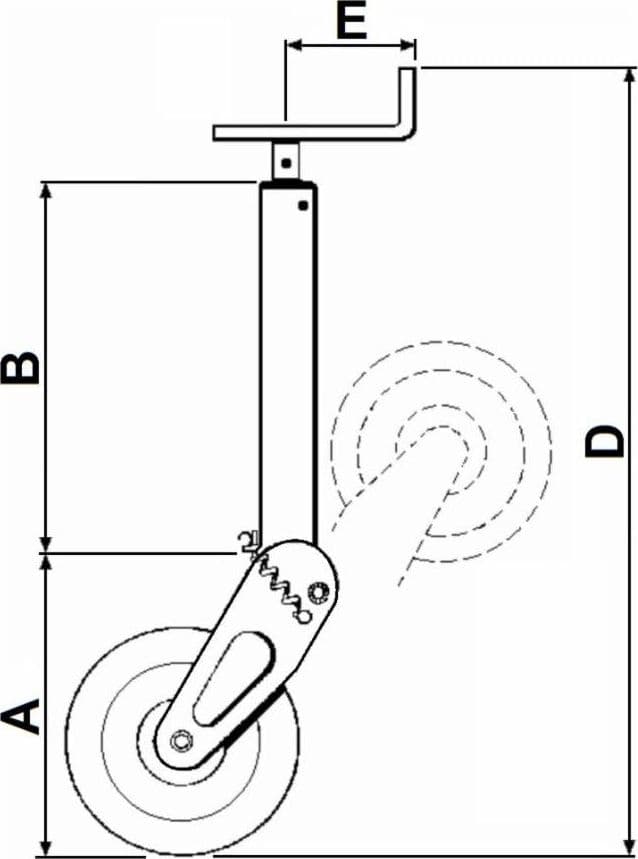 Servotimone con ruota d'appoggio a molla e ribaltamento semiautomatico Ama portata 1500kg - 2