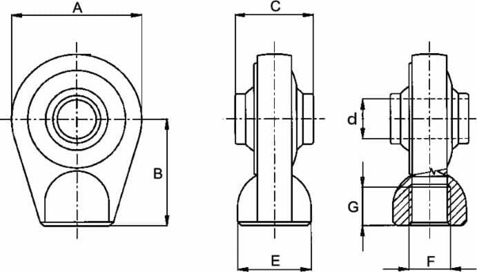 Supporto superiore rotula sferica con Ø 20mm testa Ø 62mm e interasse 36mm - 2