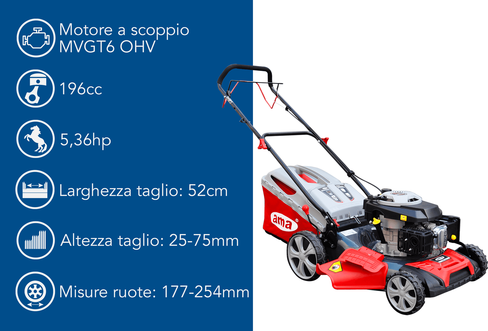 Rasaerba a trazione Ama NRT52X da 196cc funzioni 4in1 - 2