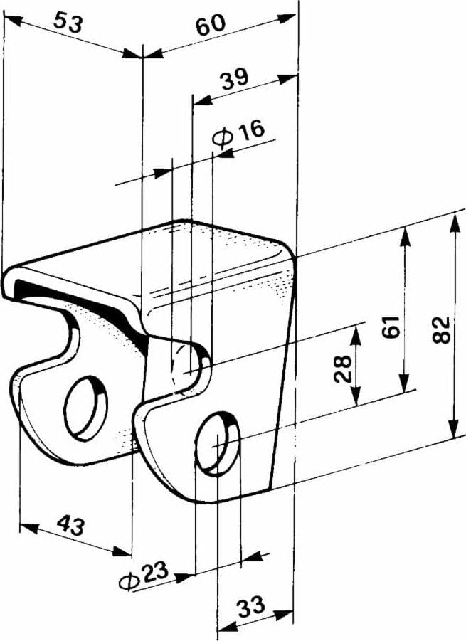 Supporto forato stretto per cerniera Ø 23mm confezione da 5 pezzi - 2