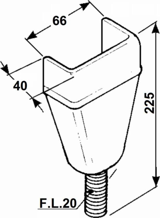 Supporto piantone lungo Ama maschio con filetto M20 - 2
