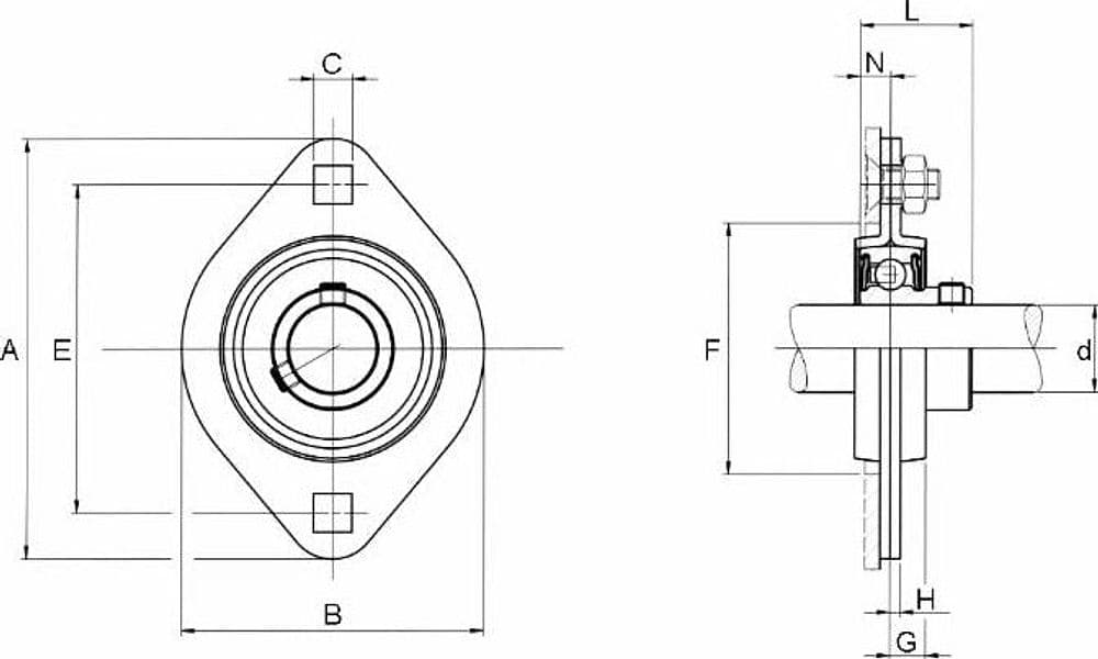 Supporto Flangia 2 Fori SBPFL 203 Ø Cuscinetto 17mm confezione da 2 pezzi - 2