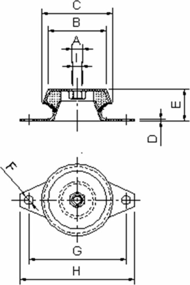 Supporto antivibrante ø 60 con dado,M12 - 2
