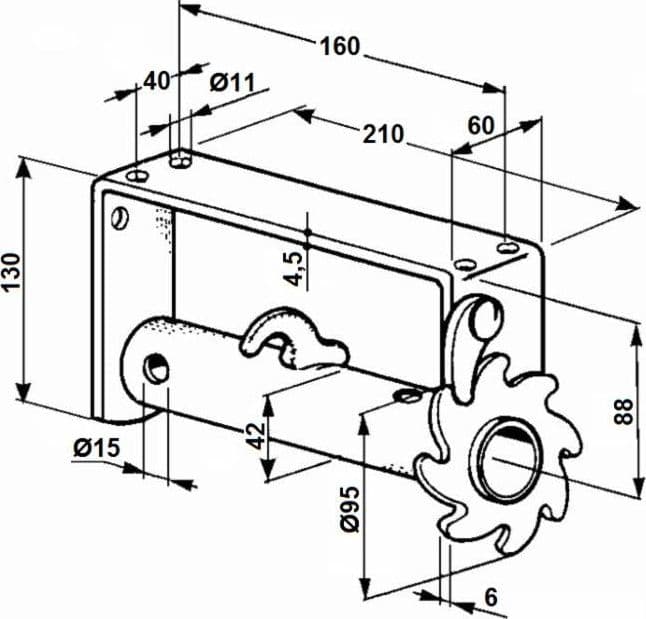 Verricello sinistro per motocoltivatore ø42mm - 2
