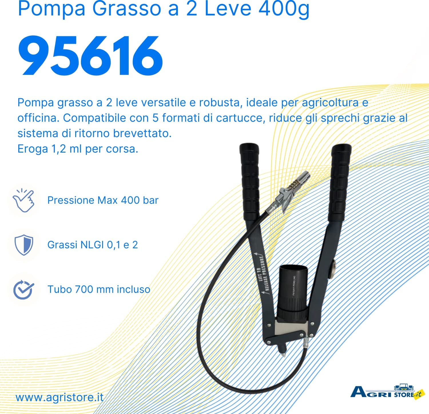 Pompa grasso a 2 leve da 400g - 6
