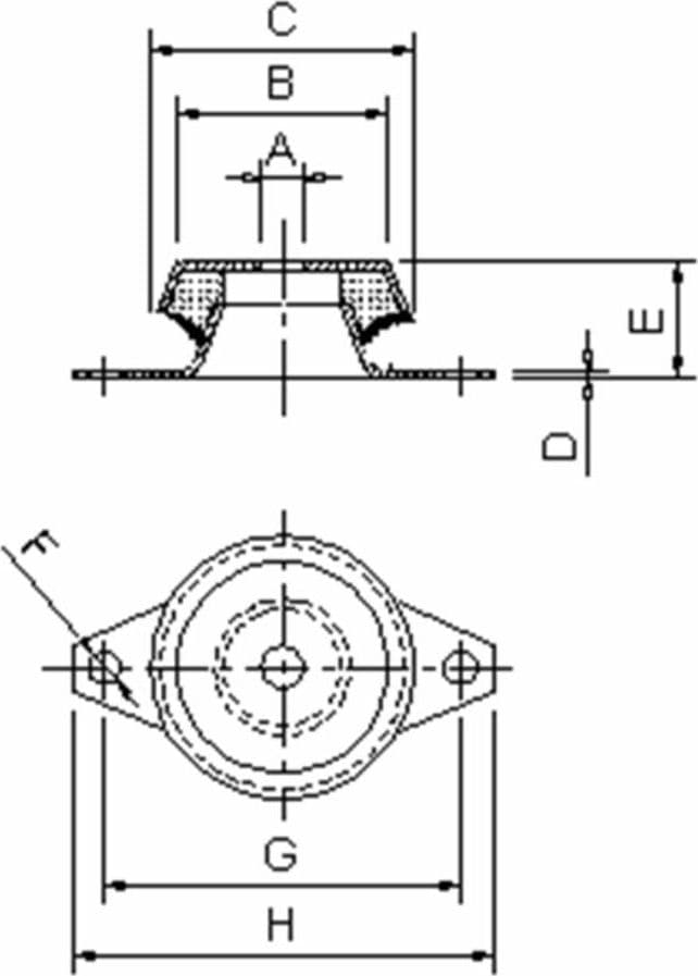 Supporto antivibrante a campana 48x23mm con foro Ø 8mm - 3
