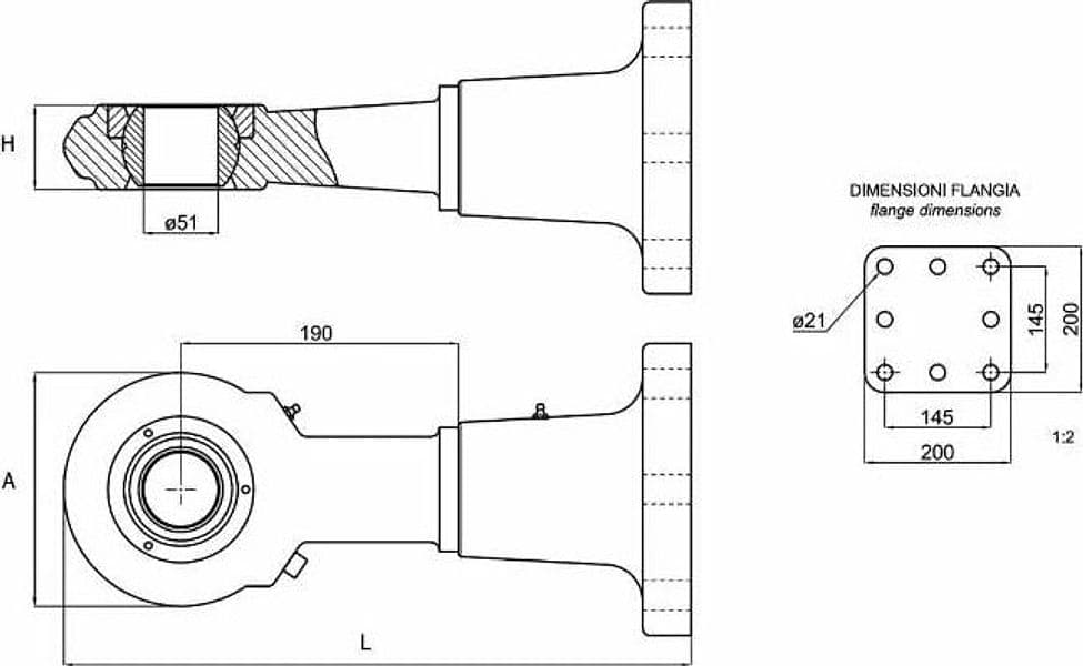 Occhione flangiato con rotula categoria 4 Ø interno 51mm - 2