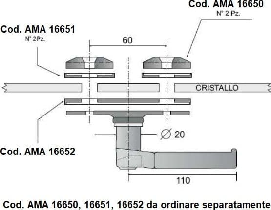Manigli chiusura finestrino sinistra con flangia di fissaggio zincata - 2