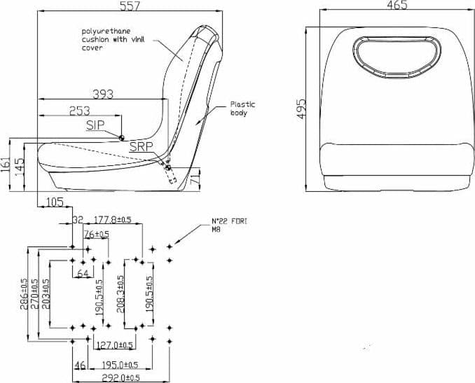 Sedile Niceplastik Multopattern M8 in sky nero predisposto per microswitch - 2