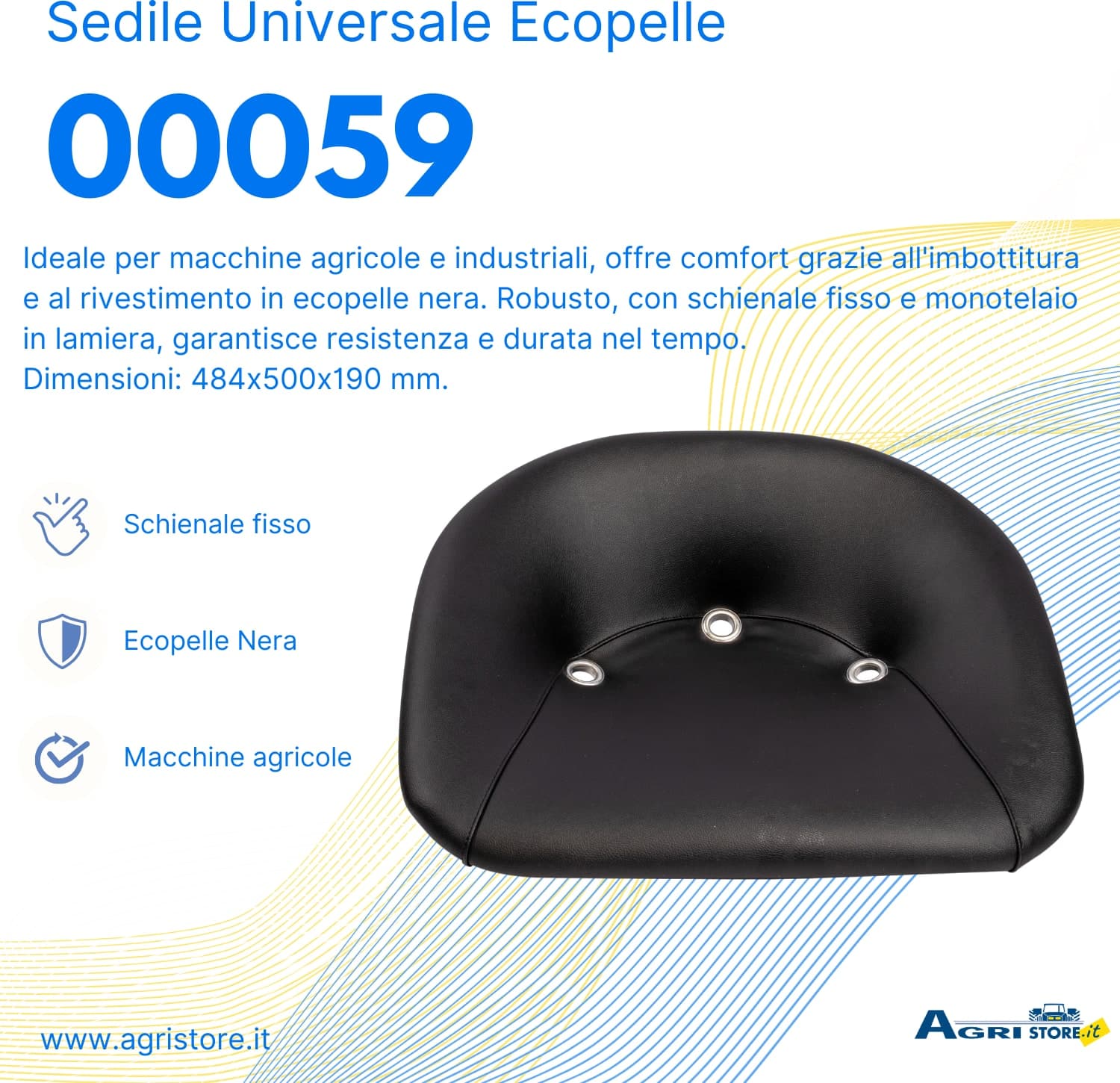 Sedile Ama universale in ecopelle nera con imbottitura - 5