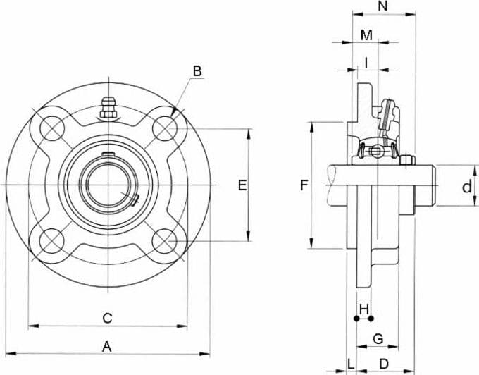 Supporto a flangia tonda autoallineante UCFC 206 con cuscinetto Ø 30mm - 2