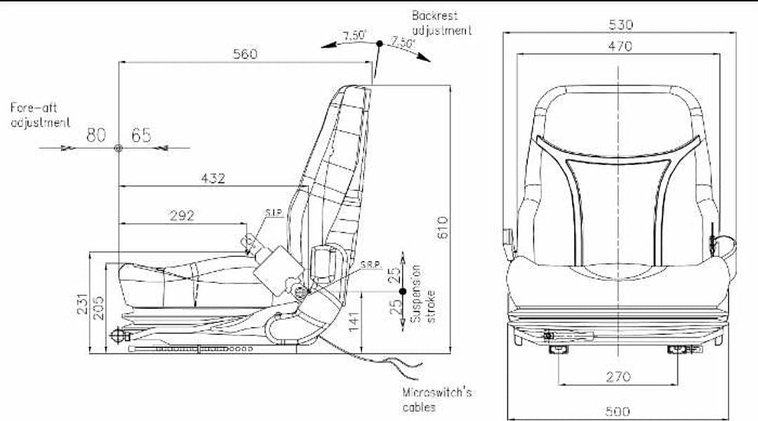 Sedile Fully Alto in sky nero con sospensione meccanica e microswitch - 2