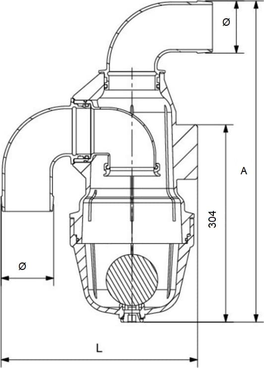 Valvola sifone raccordo curvo ø60mm - 2