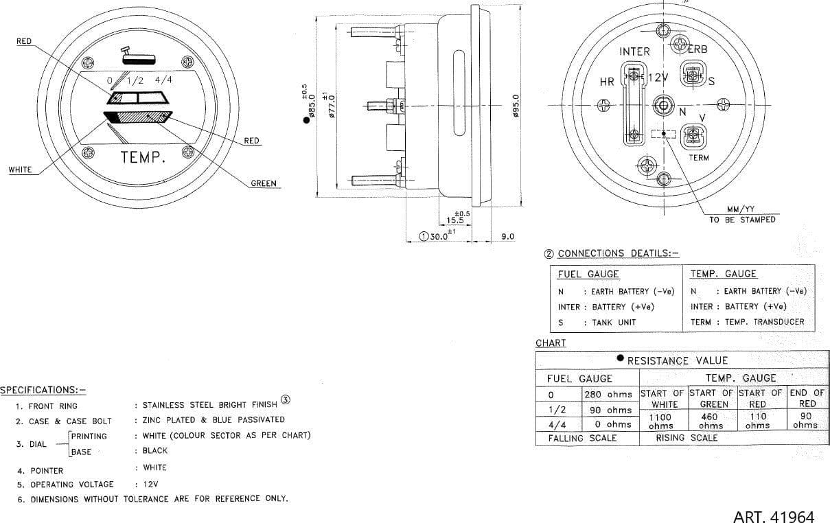 Indicatore di temperatura motore adattabile al riferimento originale New Holland 4334917 - 2