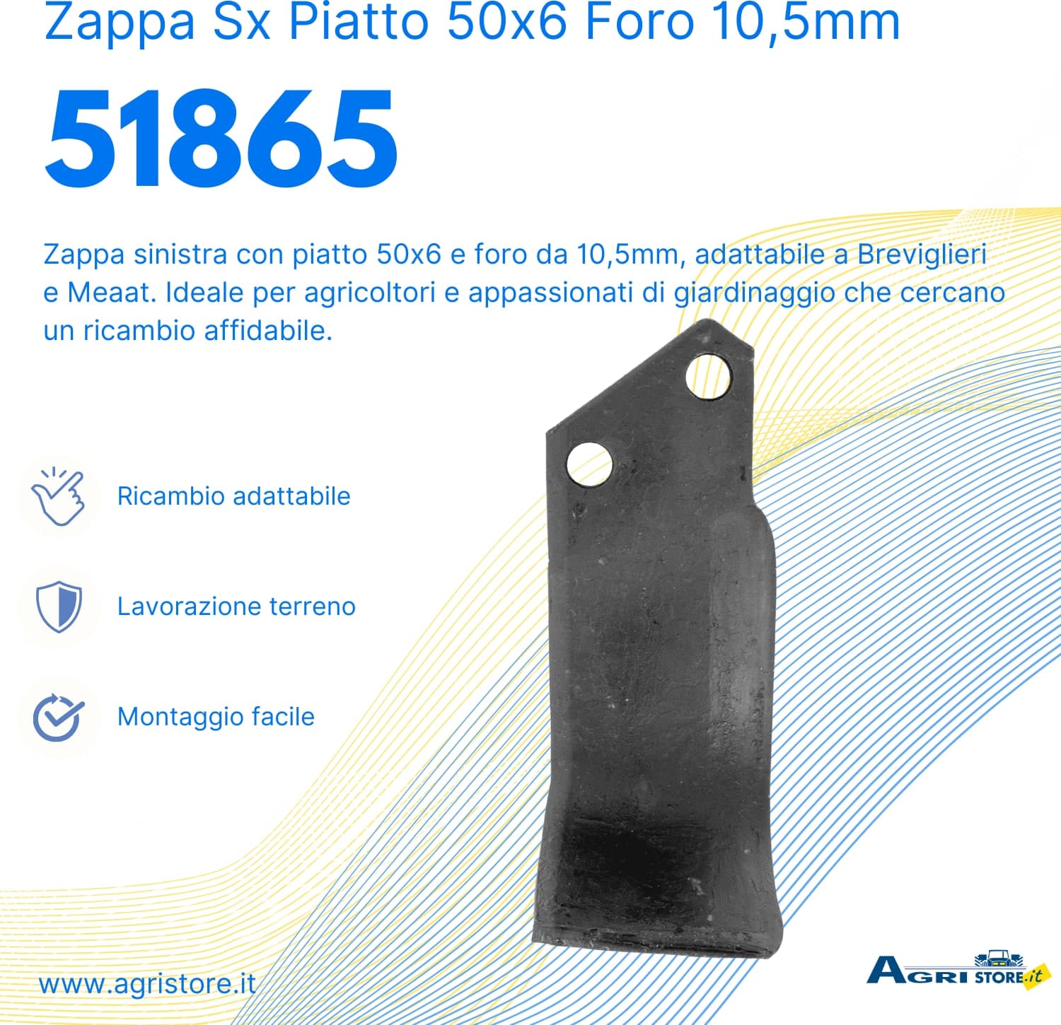 Zappa sx piatto 50x6 e foro 10,5mm adattabile - 6