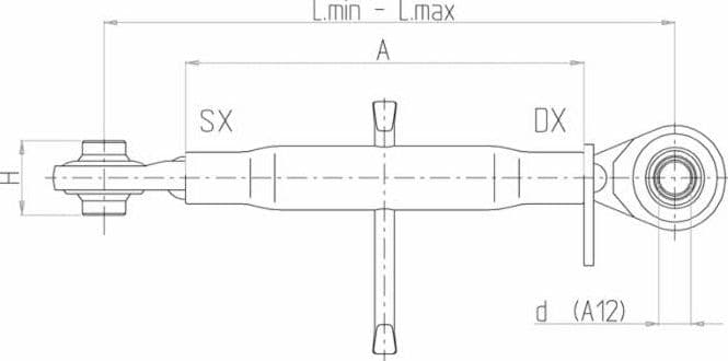 Terzo punto meccanico cat. II M30x3 lunghezza 540-790mm - 2