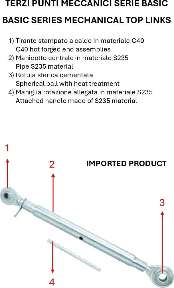 Terzo punto meccanico cat. II M30x3 lunghezza 540-790mm - 3