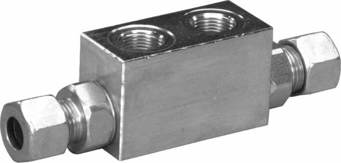 Valvola di blocco doppio effetto da 1/4" con attacchi 12l
