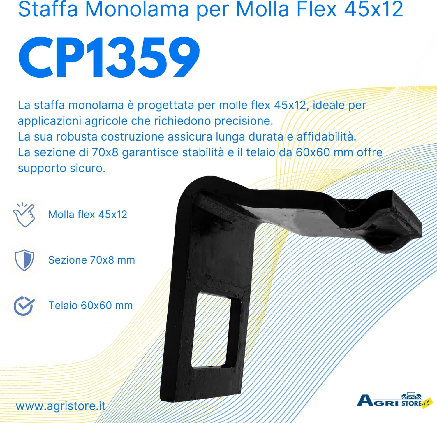 Staffa monolama per molla flex 45x12 - 6