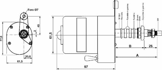 Motore per tergicristalli a 12V - 2