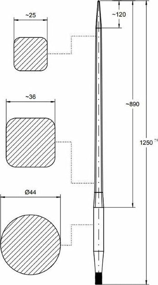 Punta filettata per caricamento frontale ø 42mm lunghezza 1250mm - 4