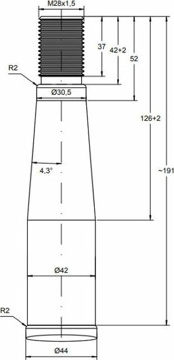 Punta filettata per caricamento frontale ø 42mm lunghezza 980mm - 3