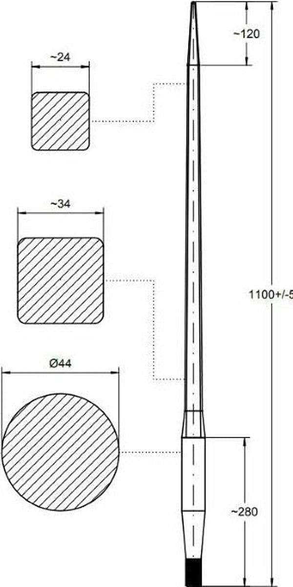 Punta filettata per caricamento frontale ø 42mm lunghezza 1100mm - 4