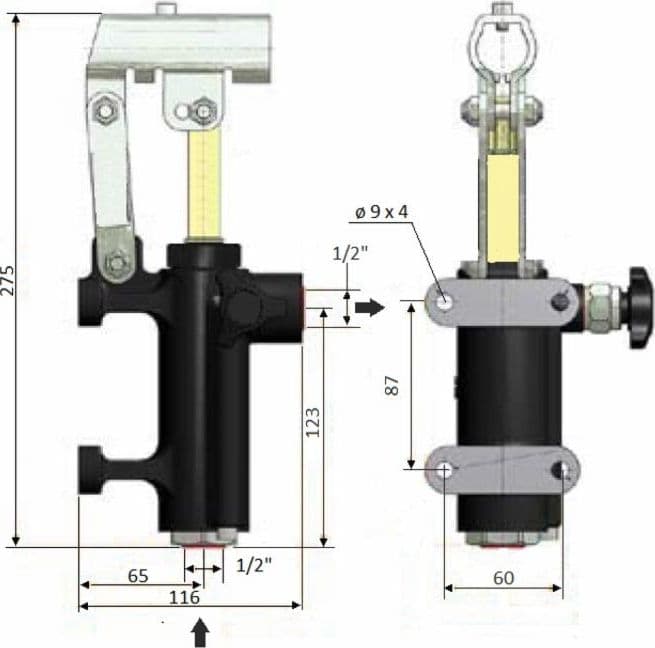 Pompa a mano per cilindri oleodinamici a semplice effetto da 45cc pressione 280bar - 5