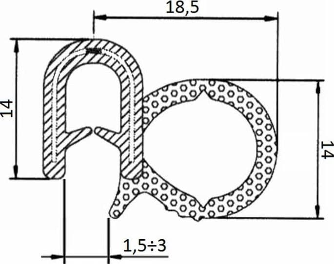 Guarnizione per lamiera o ABS e cofani con aggancio fino a 3mm (5 mt) - 3