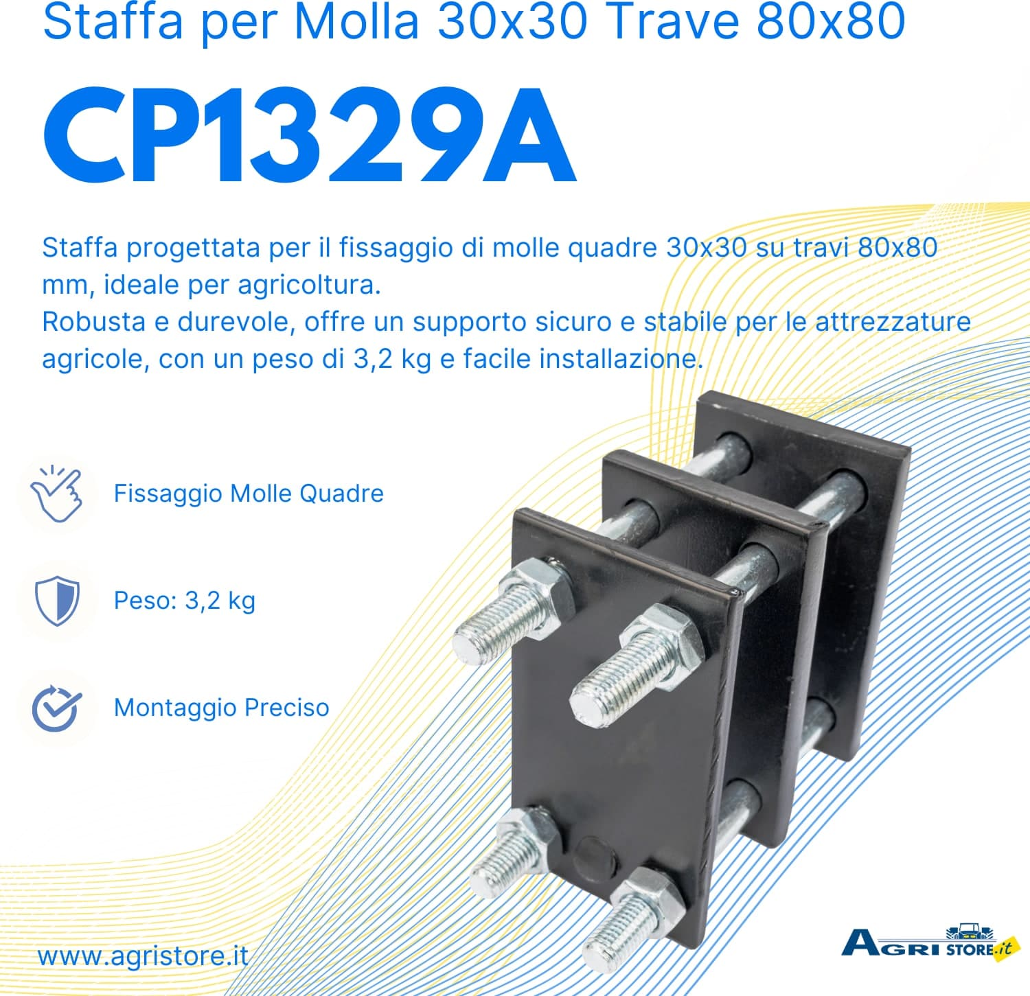 Staffa completa per molla 30x30 trave 80x80 - 6
