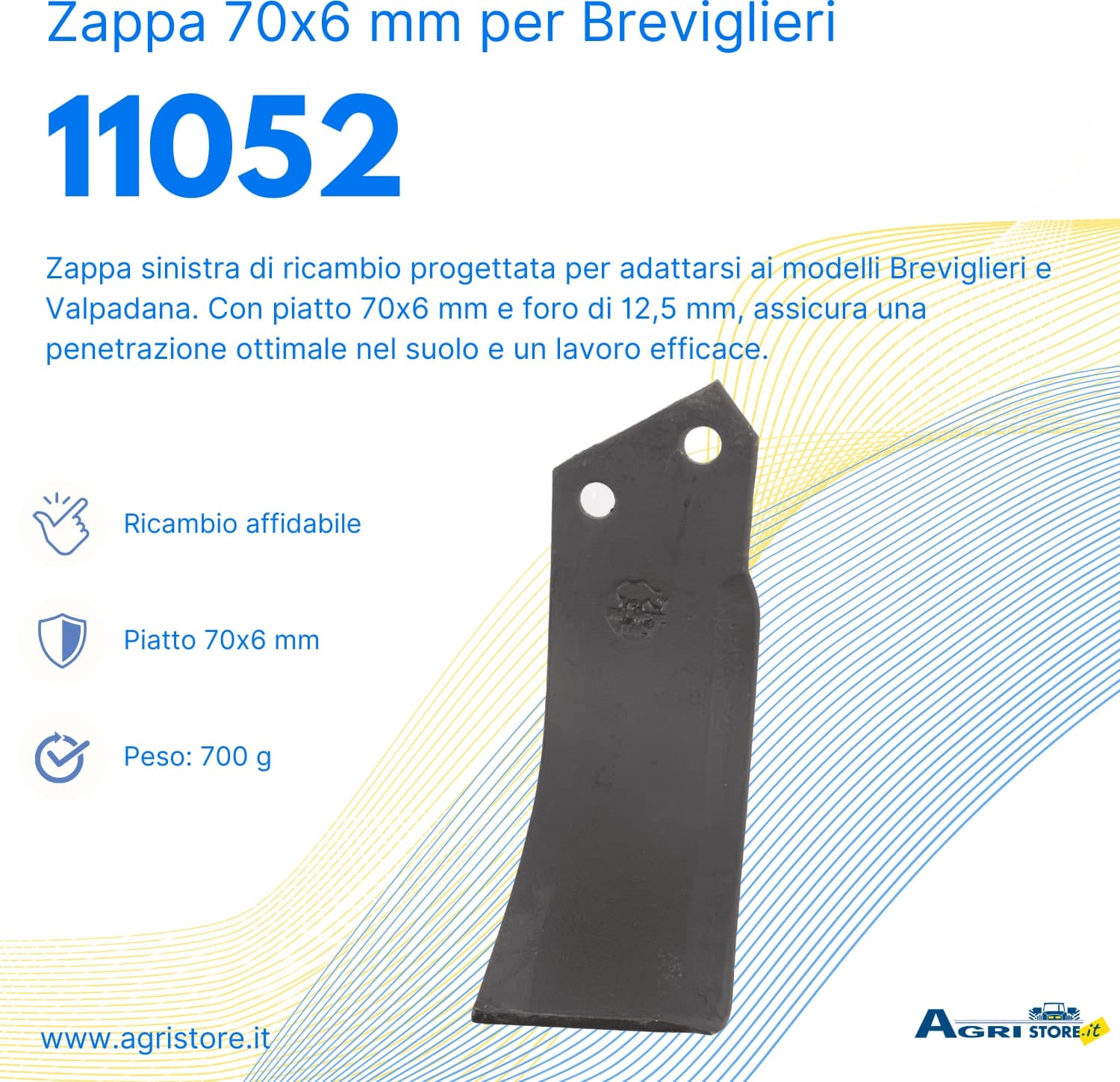 Zappa DX 70x6mm Foro 12,5 Breviglieri, Valpadana confezione da 2 pezzi - 6