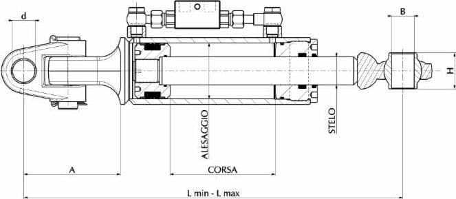 Terzo punto idraulico adattabile Same-Fiat 80x40x190mm - 2